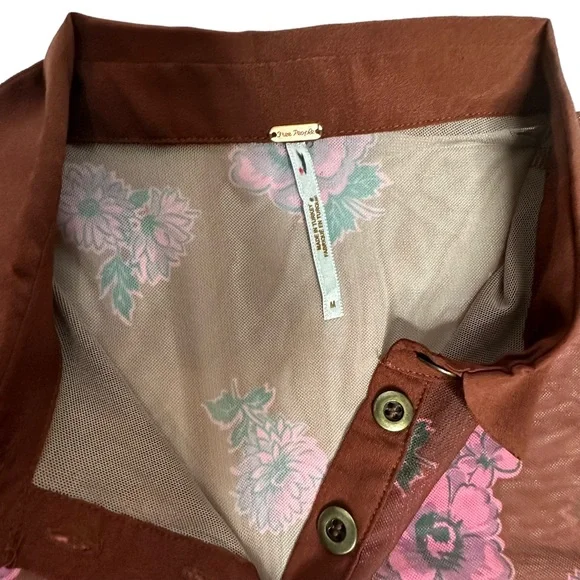 FINAL NWOT FP Florence Mesh Floral Crop Top/Mini Skirt Set m Cocoa combo - Picture 6 of 14